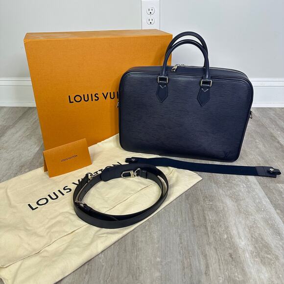 Louis Vuitton Dandy MM Briefcase Messenger In Epi Blue Marine - Picture 1 of 15